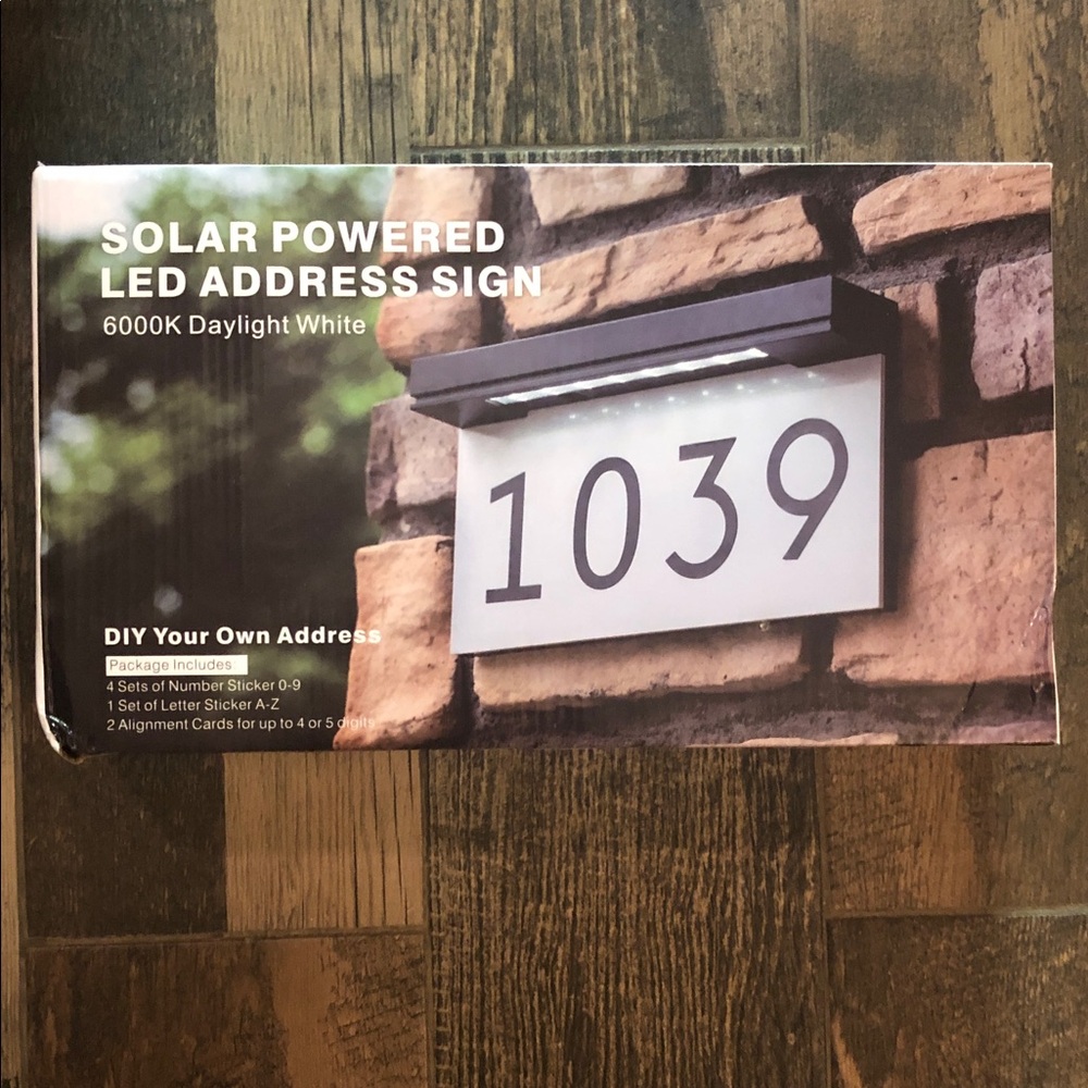 Solar Powered LED Address Sign - White